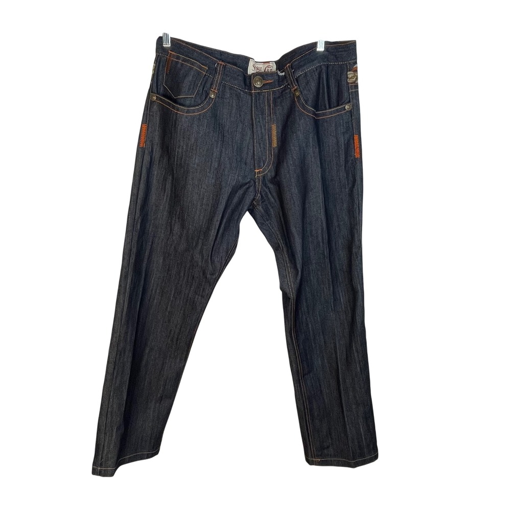 Smoke Rise Men's Dark Wash Embroidered Roses Denim Jeans Size 40x32